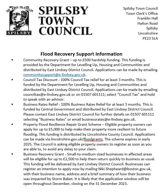 Flood recovery support information